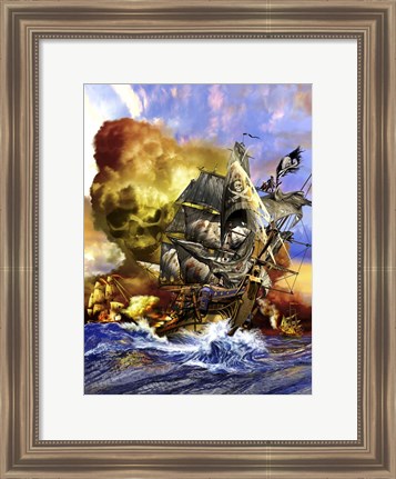 Framed Whydah Gally Pirate Ship Print