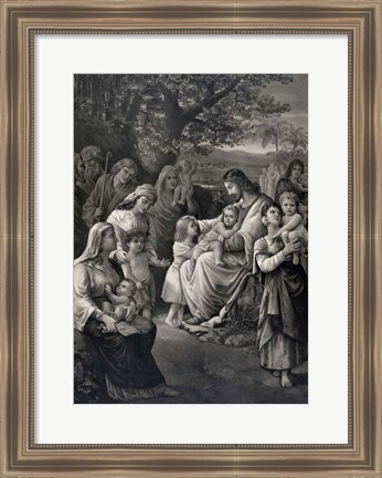 Framed Jesus blessing the Children Print