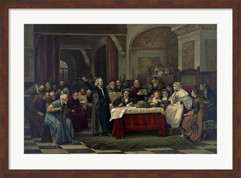 Framed Christopher Columbus at the royal court of Spain Print