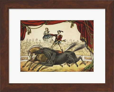 Framed Two Horse Act, circa 1874 Print