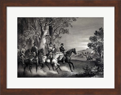 Framed Meeting of Generals Ulysses S Grant and Robert E Lee, 1865 Print