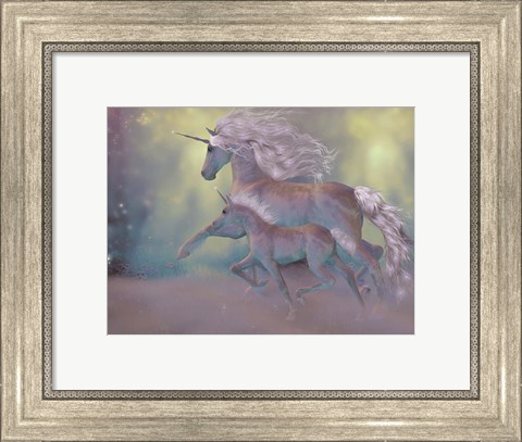 Framed Adult and Baby Unicorn Print