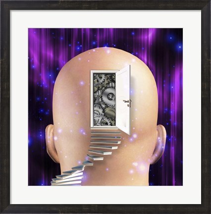 Framed Doorway Opens to Gears in Mind Print