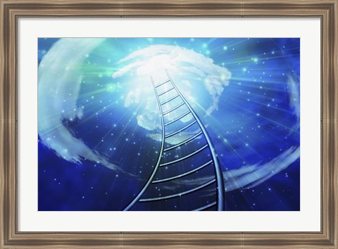 Framed Twisting Ladder Leads to Sky Print