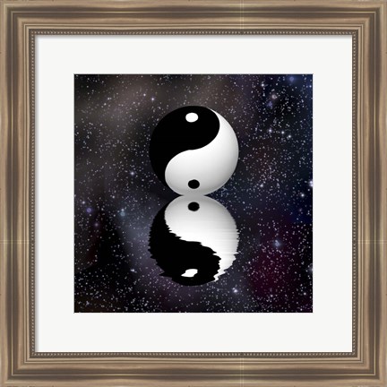 Framed Yin Yang Stars Reflect Print