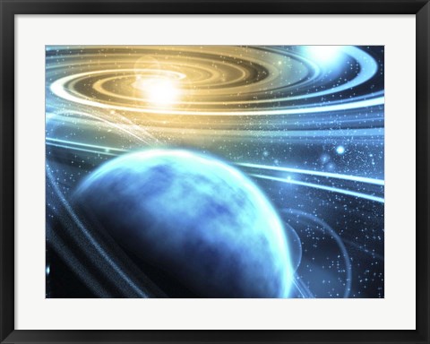 Framed Supernova and Ringed Planet Print