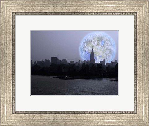 Framed New York City Terraformed Luna Rise Print