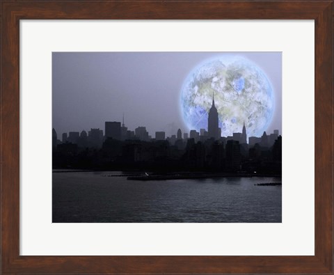 Framed New York City Terraformed Luna Rise Print