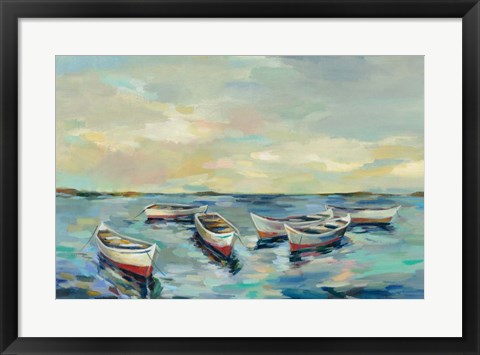 Framed Coastal View of Boats Print