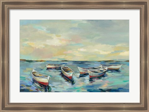 Framed Coastal View of Boats Print