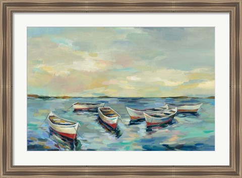 Framed Coastal View of Boats Print