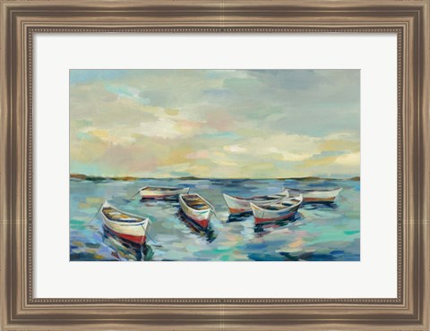 Framed Coastal View of Boats Print