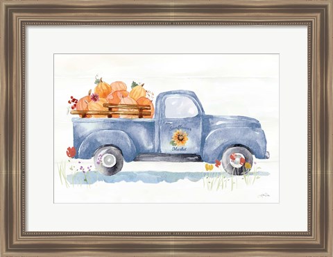 Framed Autumn Ramble I Navy Print