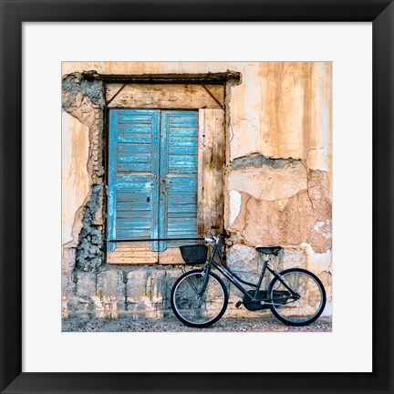 Framed Old Window and Bicycle Print