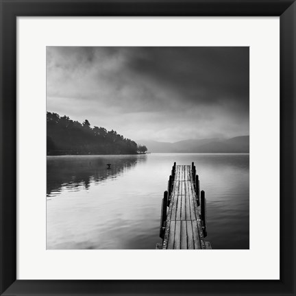 Framed Lake view with Pier II Print