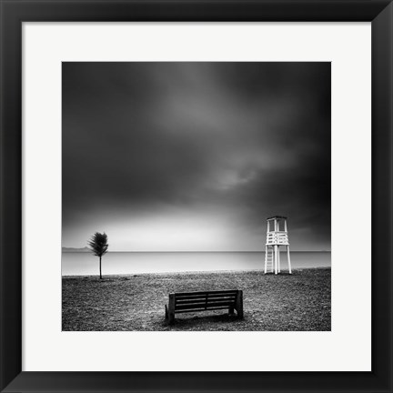 Framed Bench on the Beach Print