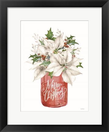 Framed Merry Christmas Poinsettias Print