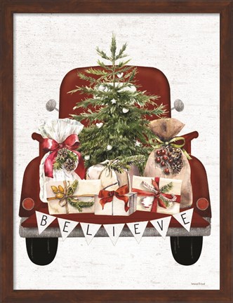 Framed Believe Christmas Truck Print