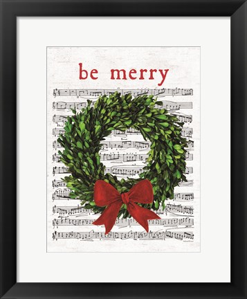 Framed Be Merry Christmas Wreath Print