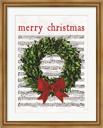 Framed Merry Christmas Wreath Print