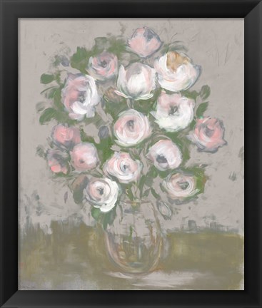 Framed Painterly Pink Posies Print