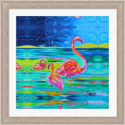 Framed Duo Flamingos Print