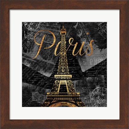 Framed Script Paris Gold Print