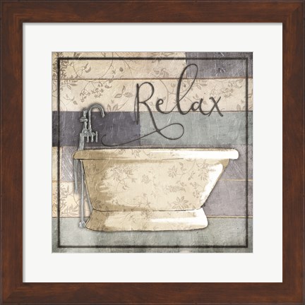 Framed Relaxing Wooden Bath Print