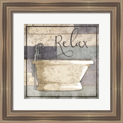 Framed Relaxing Wooden Bath Print