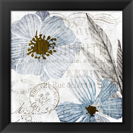 Framed Soft Floral Blue 2 Print