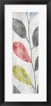 Framed Gray Red Blue Green Leaves Print