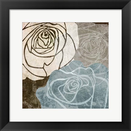 Framed Beige Rose Print