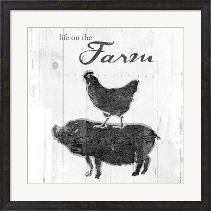 Framed Farm To Chicken Pig Grey Print