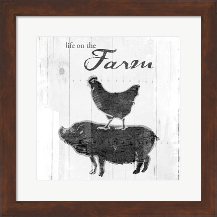 Framed Farm To Chicken Pig Grey Print