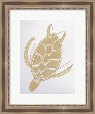 Framed Golden Sea Turtle Print