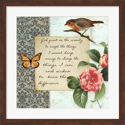 Framed Vintage Serenity Prayer Print