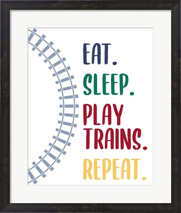 Framed Eat Sleep Trains 2 Print