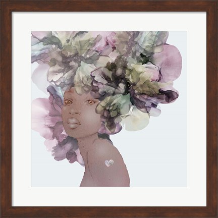 Framed Flower Girl With Heart 1 Print