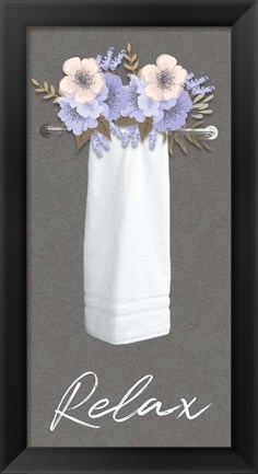 Framed Relax Floral Towel 2 Print