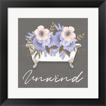 Framed Unwind Floral Bath 2 Print