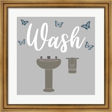 Framed Butterfly Bath 2 Print