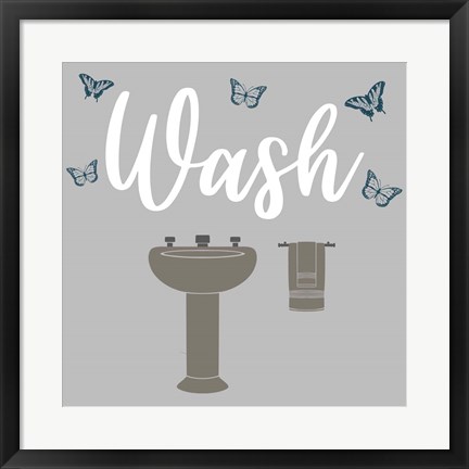 Framed Butterfly Bath 2 Print