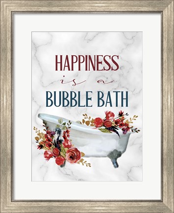 Framed Happiness is a Bubble Bath Tub Print