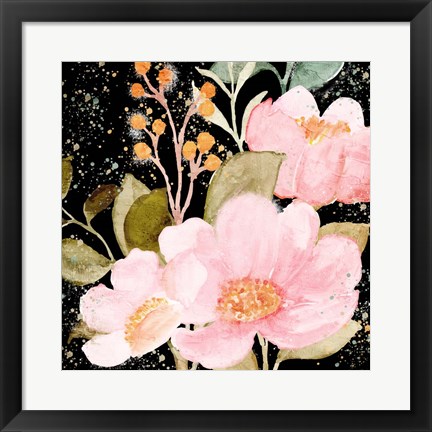 Framed On Black Floral Print