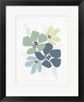 Framed Blue Hues Floral Print