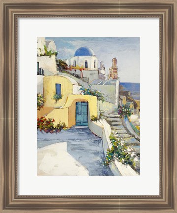 Framed Sole su Santorini Print