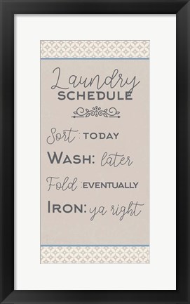 Framed Laundry Schedule Sort Print