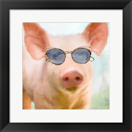 Framed Sun Glasses Pig Print