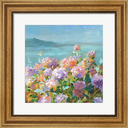 Framed Beach Hydrangeas Print