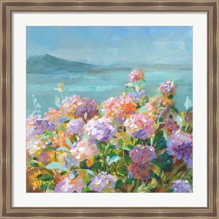 Framed Beach Hydrangeas Print